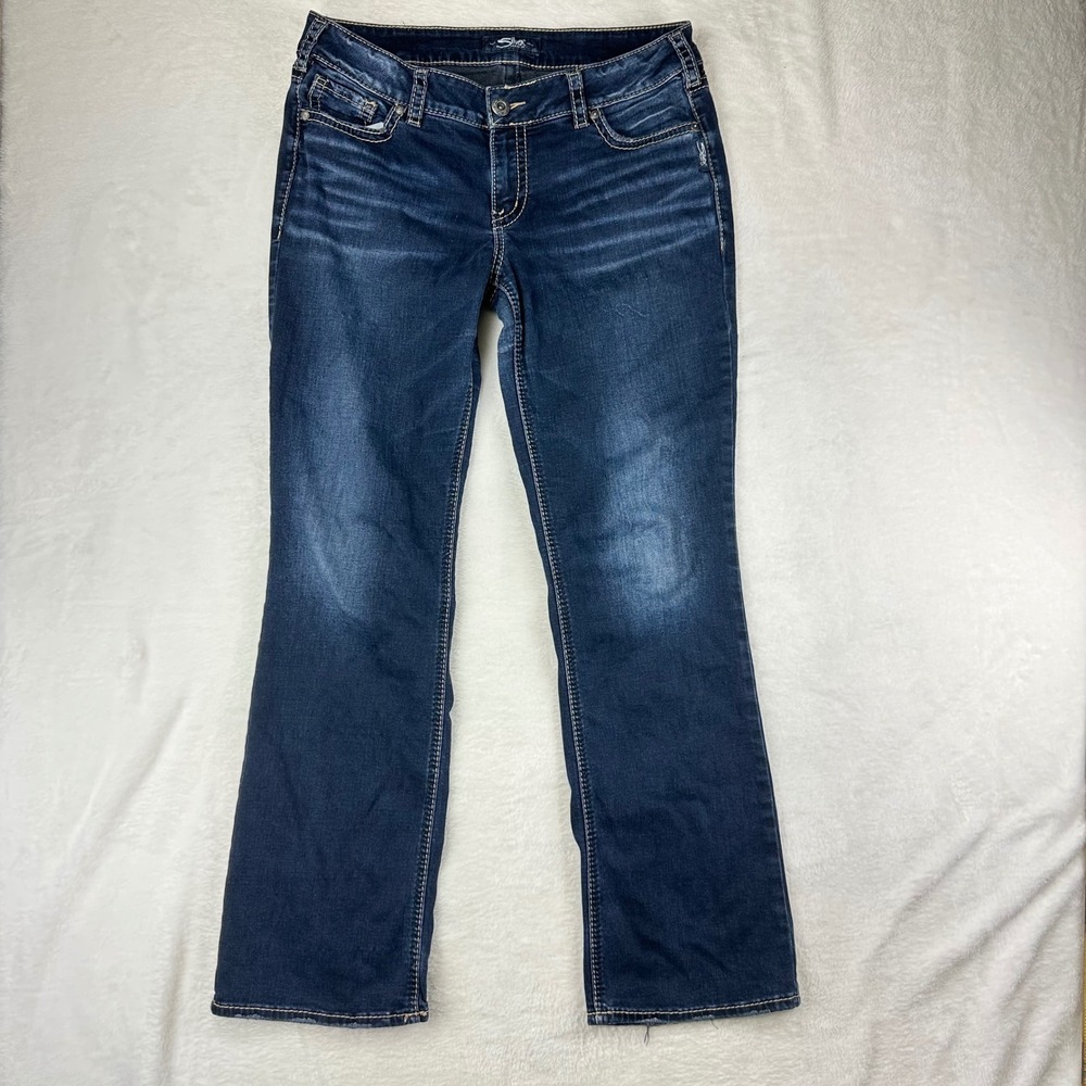 Silver Jeans Elyse Mid Slim Boot Womens Jeans W33 L33 Blue Stretch Denim